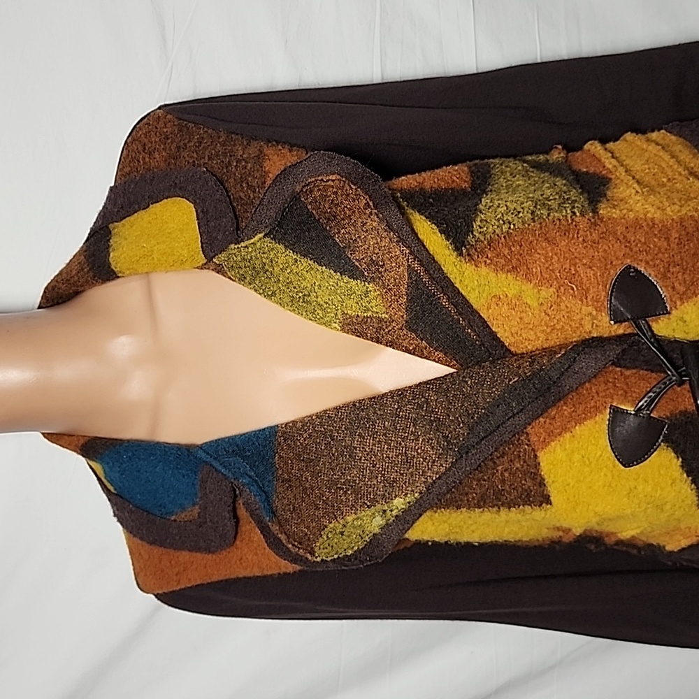 Insight Wool Blend Patchwork Sweater Knit Blazer Cardigan Jacket Size 10 Medium - Picture 3 of 12